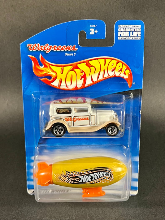 Hot Wheels 2001 Walgreens 2-Pack Series 3 '32 Ford Delivery & HW Power Blimp