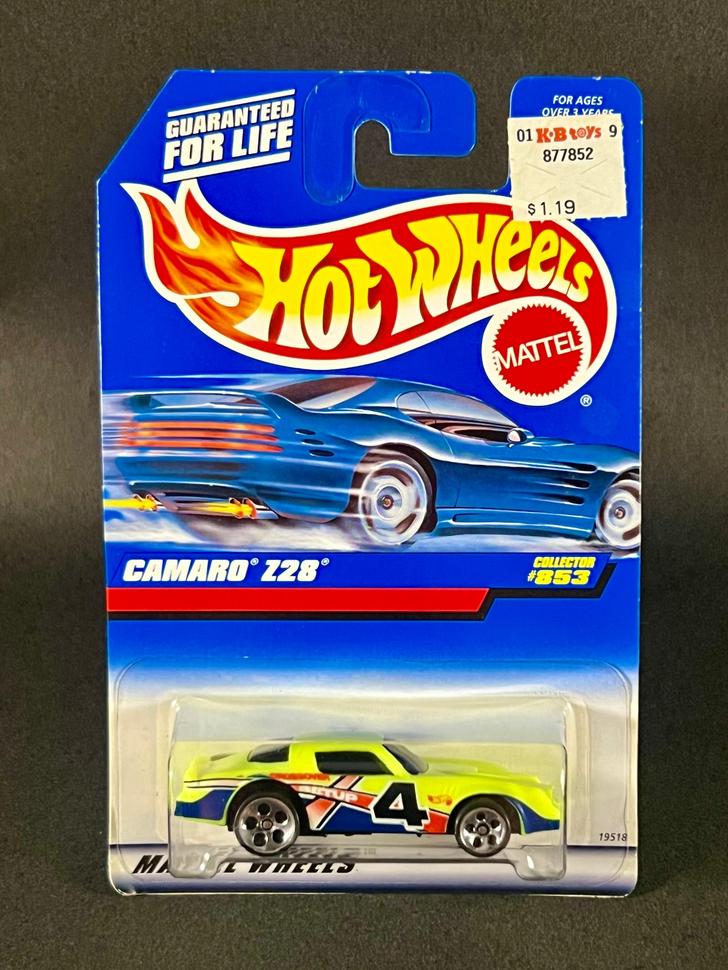 Hot Wheels 1997 #853 Camaro Z28, Yellow and Blue