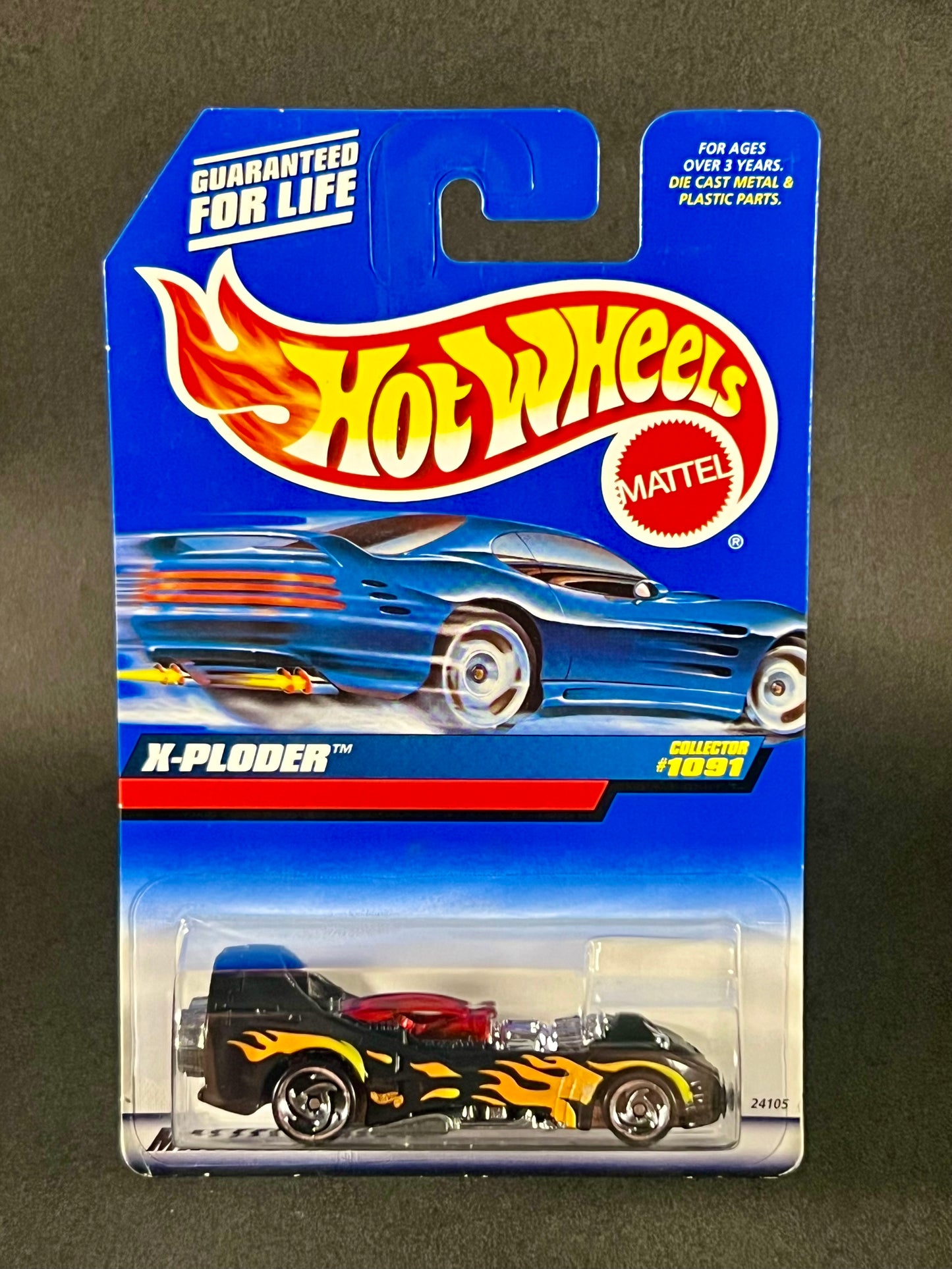 Hot Wheels 1998 #1091 X-Ploder, Black with Yellow Flames