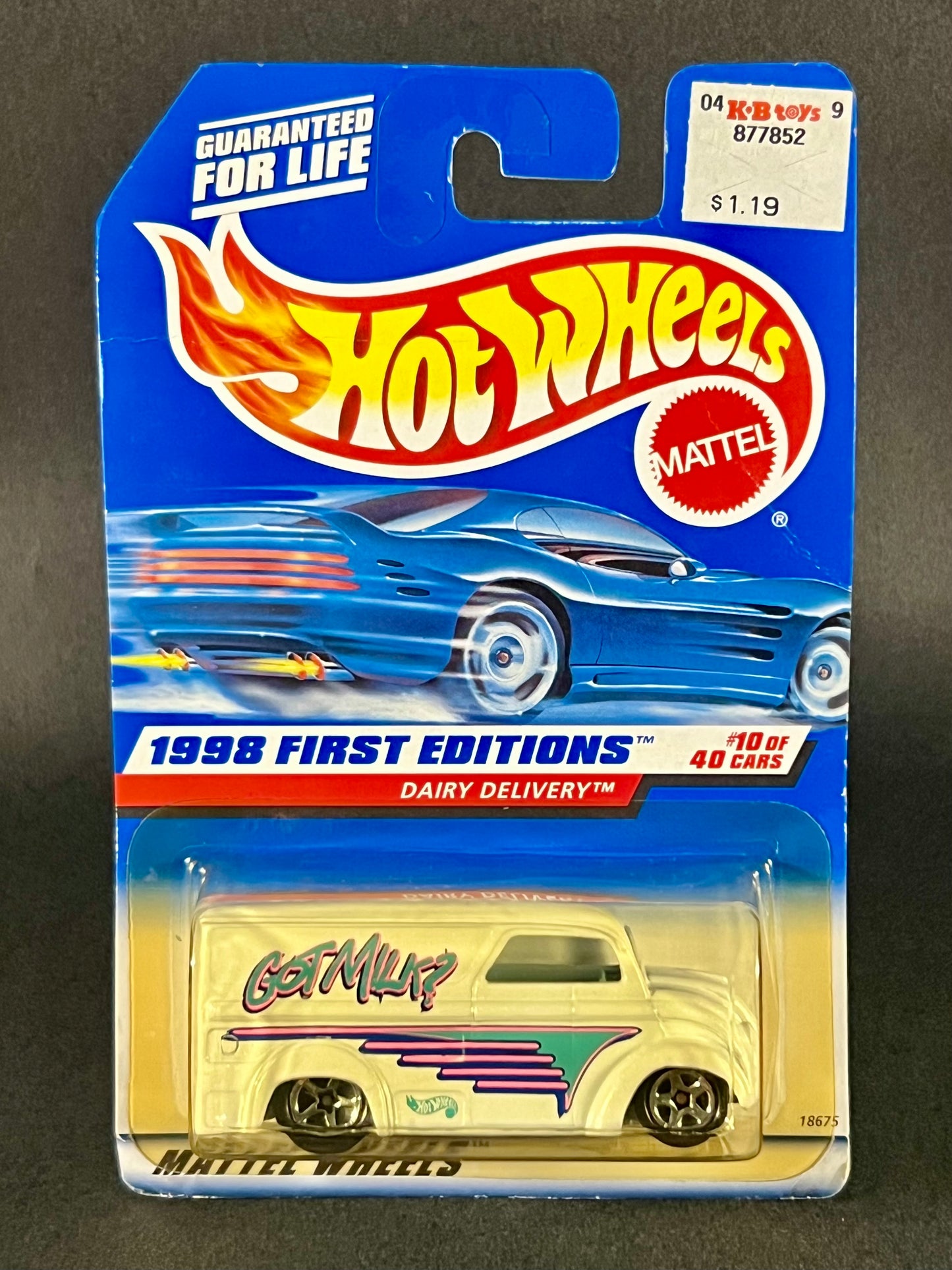 Hot Wheels 1998 First Editions #10 Dairy Delivery, White *Yellow Blister