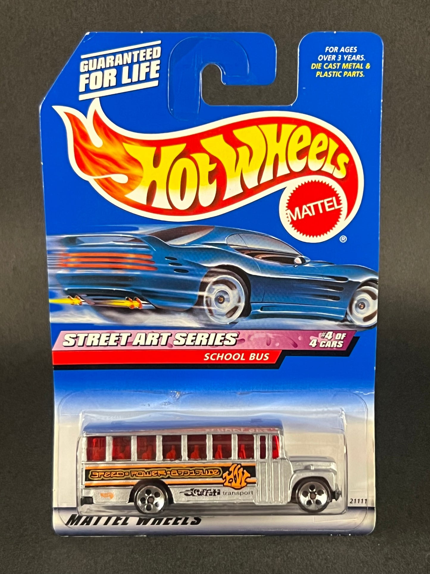 Hot Wheels 1998 Street Art Series #4 School Bus, Silver