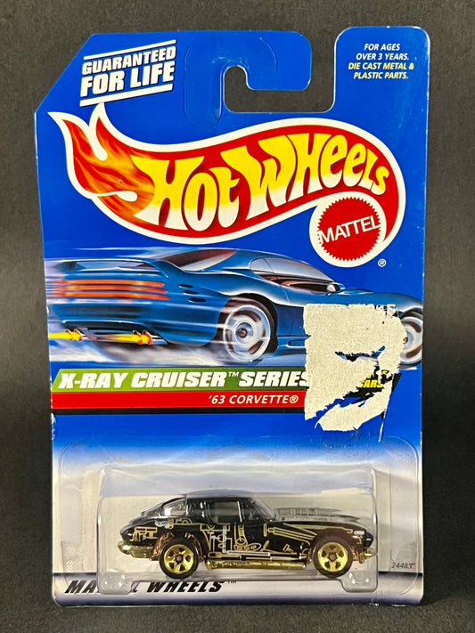 Hot Wheels 1999 X-Ray Cruiser Series #1 '63 Corvette, Black *Rough Card