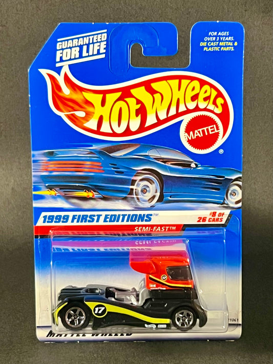 Hot Wheels 1999 First Editions #8 Semi-Fast, Black and Red