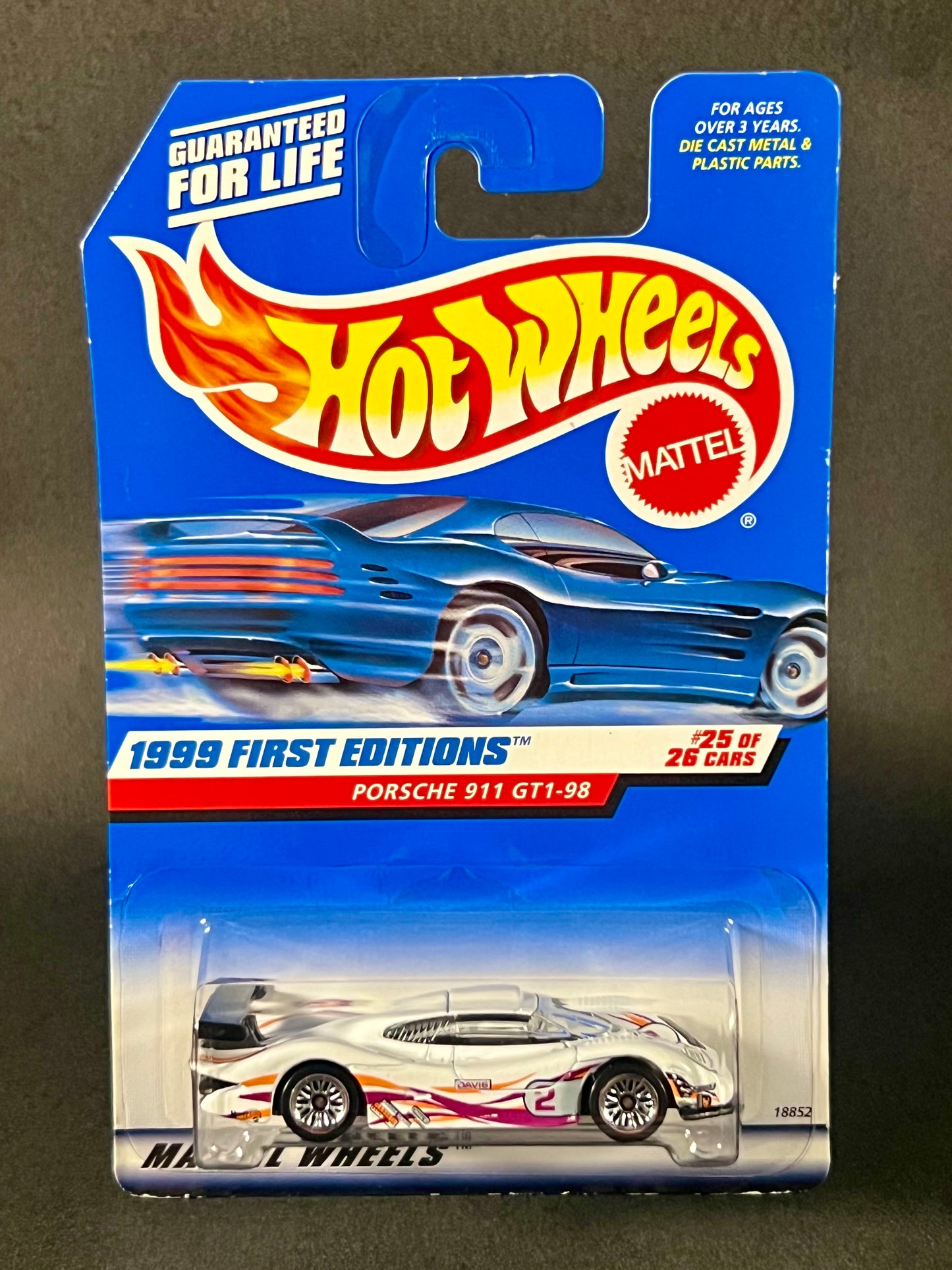 Hot Wheels 1999 First Editions #25 Porsche 911 GT1-98, White