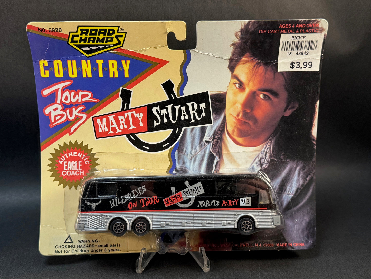 1993 Road Champs Country Tour Bus Series Marty Stuart Eagle Coach, Silver and Black