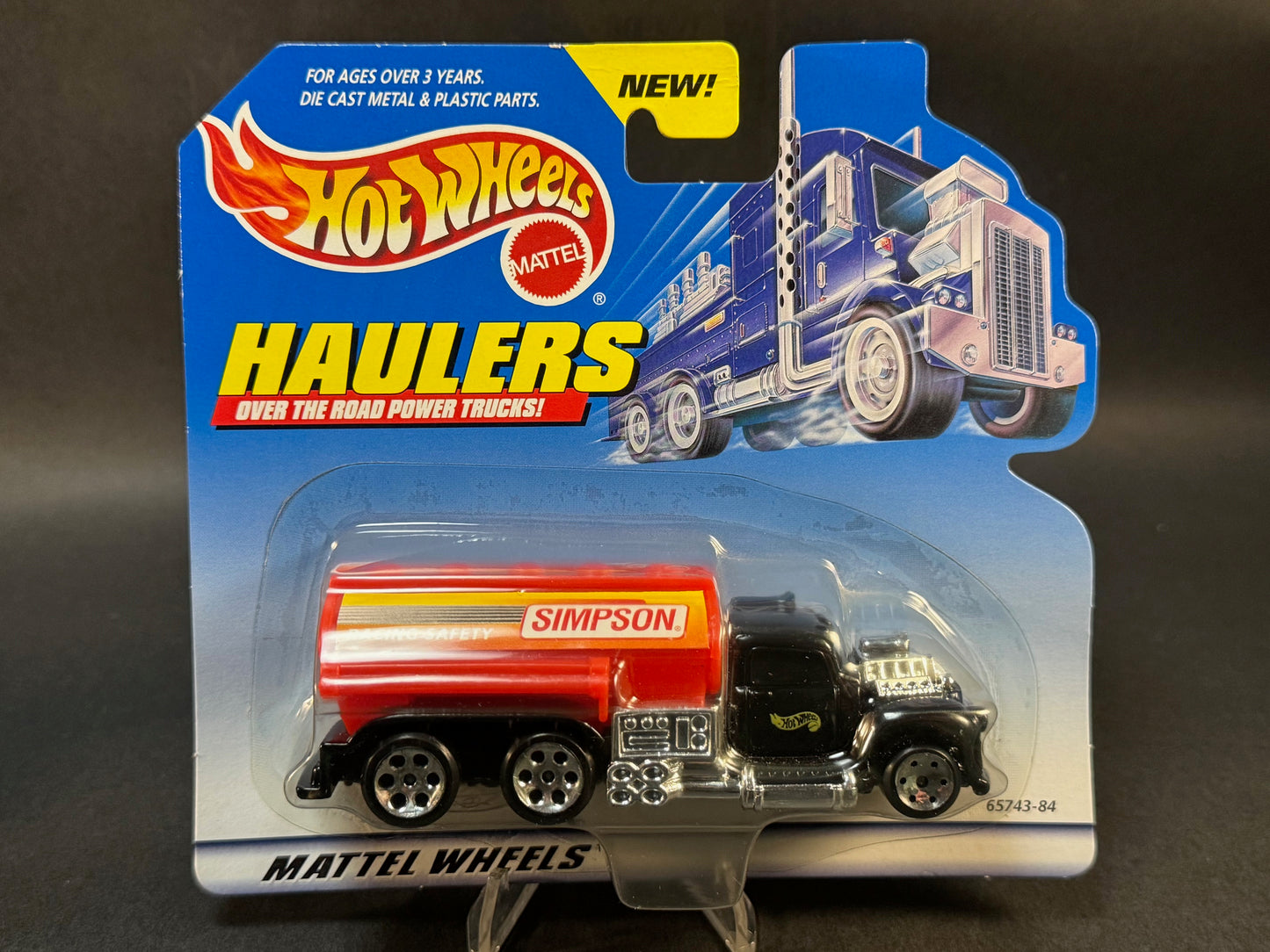 1999 Hot Wheels Haulers Simpson Tanker Truck, Black and Red