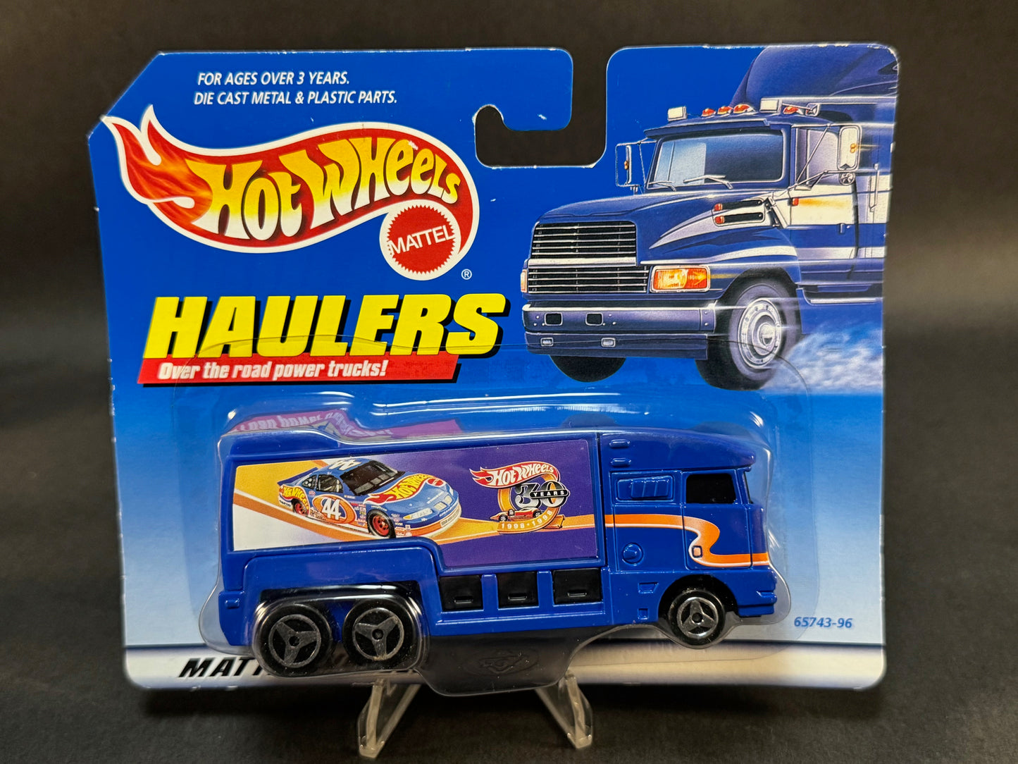 1998 Hot Wheels Haulers Hot Wheels Racing 30 Years Motor Coach, Blue