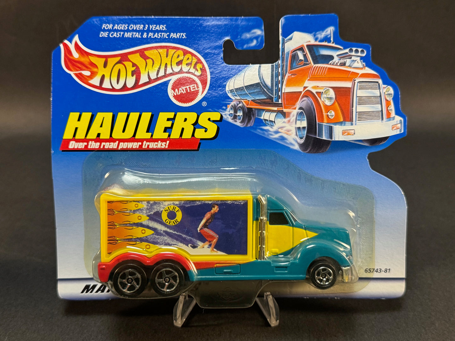 1998 Hot Wheels Haulers Surf Gear Truck, Green and Yellow