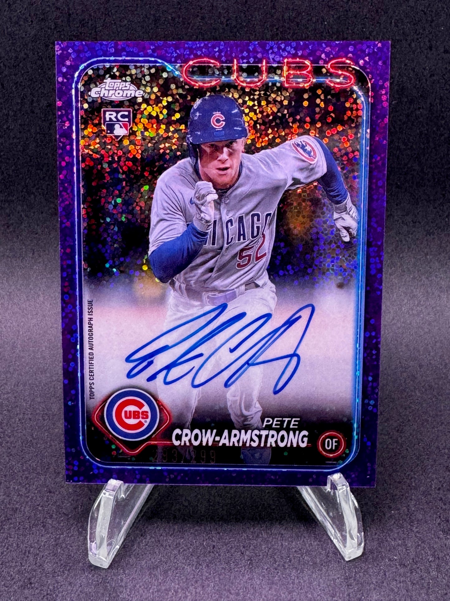 2024 Topps Chrome RC Purple Speckle /299 Pete Crow-Armstrong Autograph Chicago Cubs