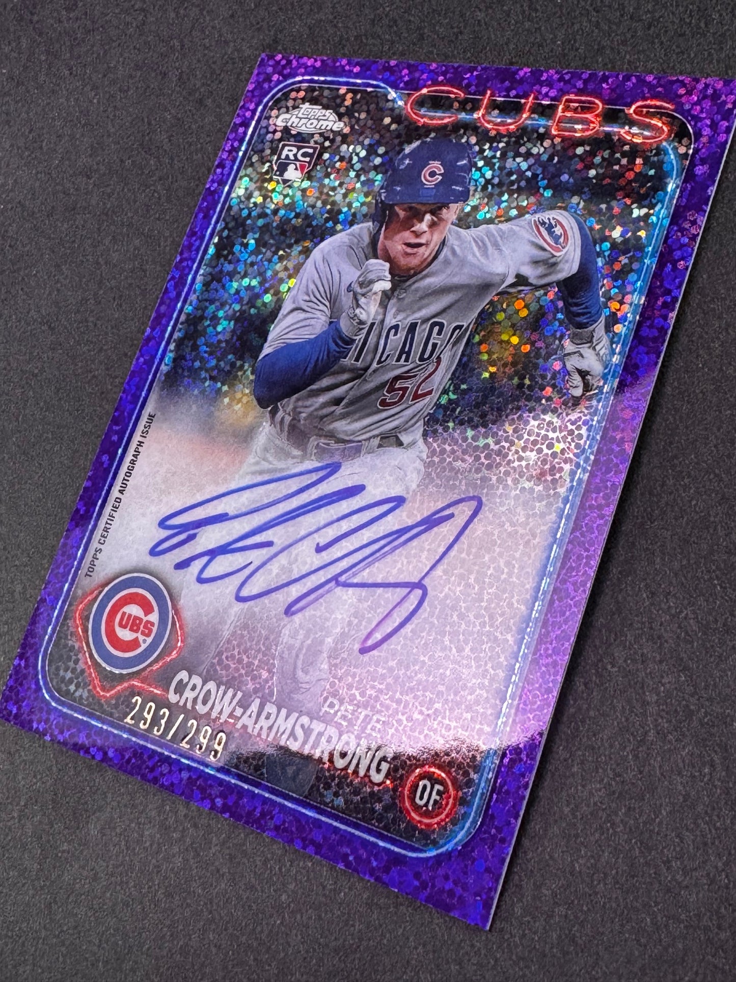2024 Topps Chrome RC Purple Speckle /299 Pete Crow-Armstrong Autograph Chicago Cubs