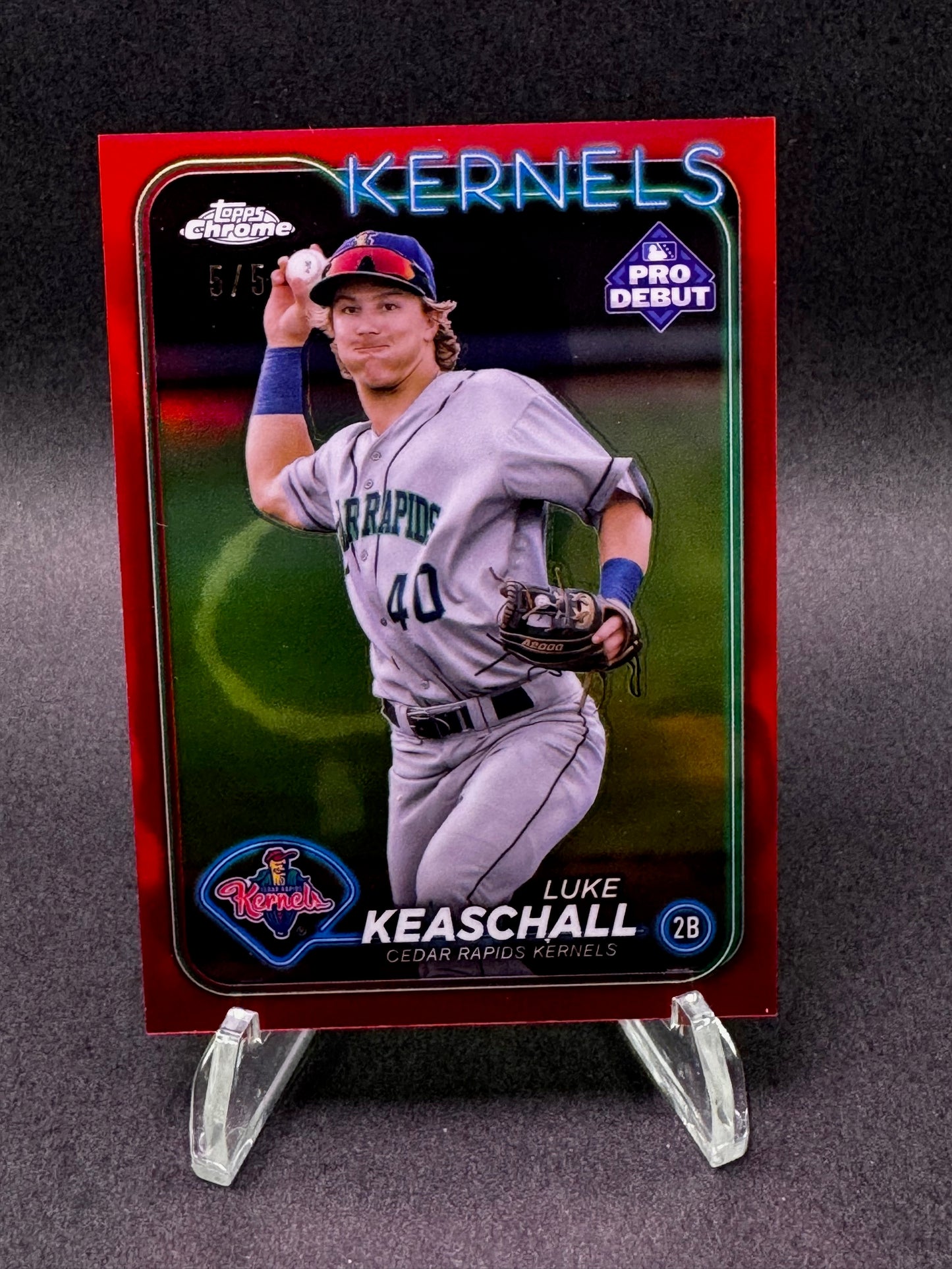 2024 Topps Pro Debut Chrome True Red /5 Luke Keaschall Cedar Rapids Kernels TWINS