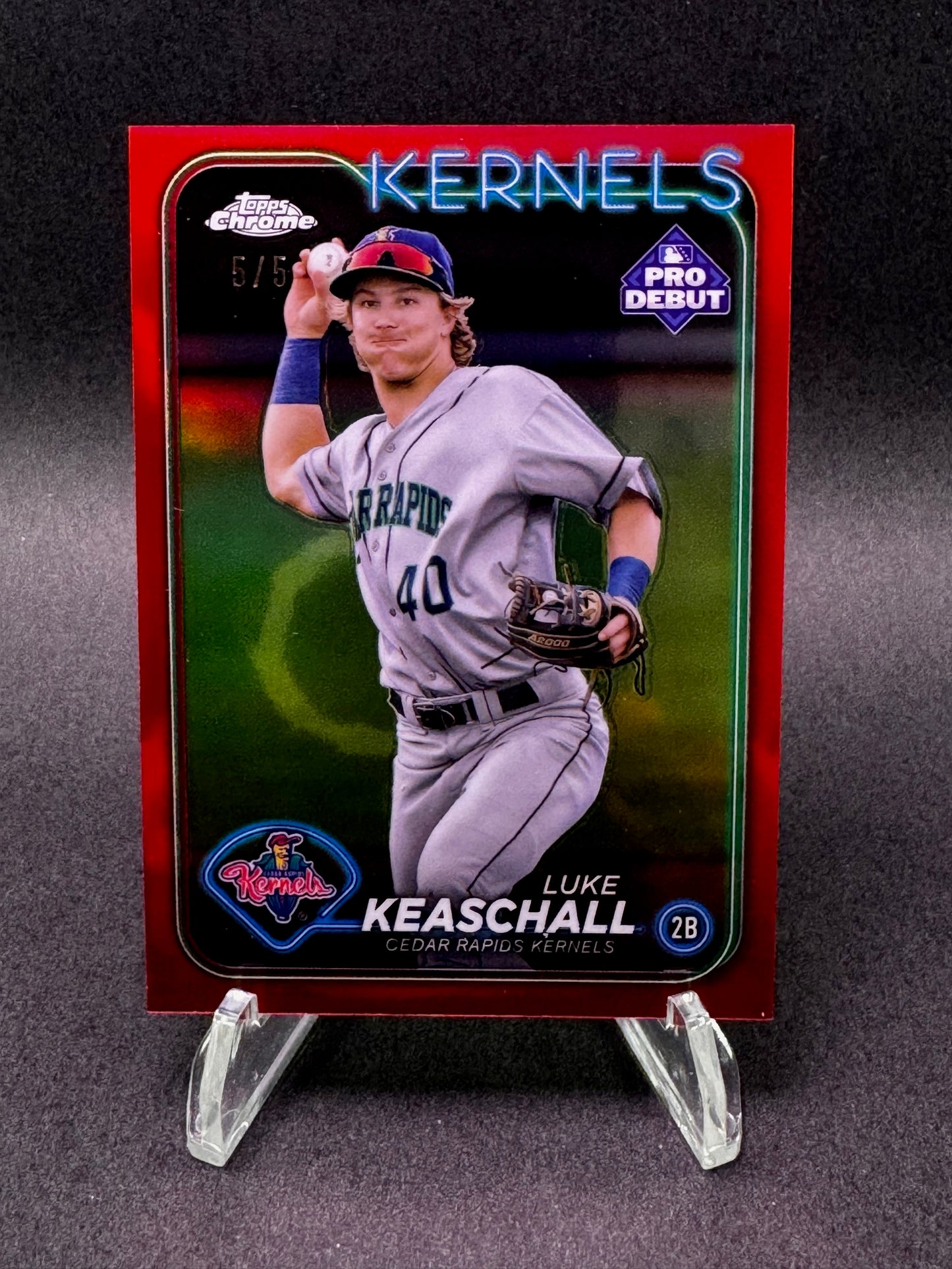 2024 Topps Pro Debut Chrome True Red /5 Luke Keaschall Cedar Rapids Kernels TWINS