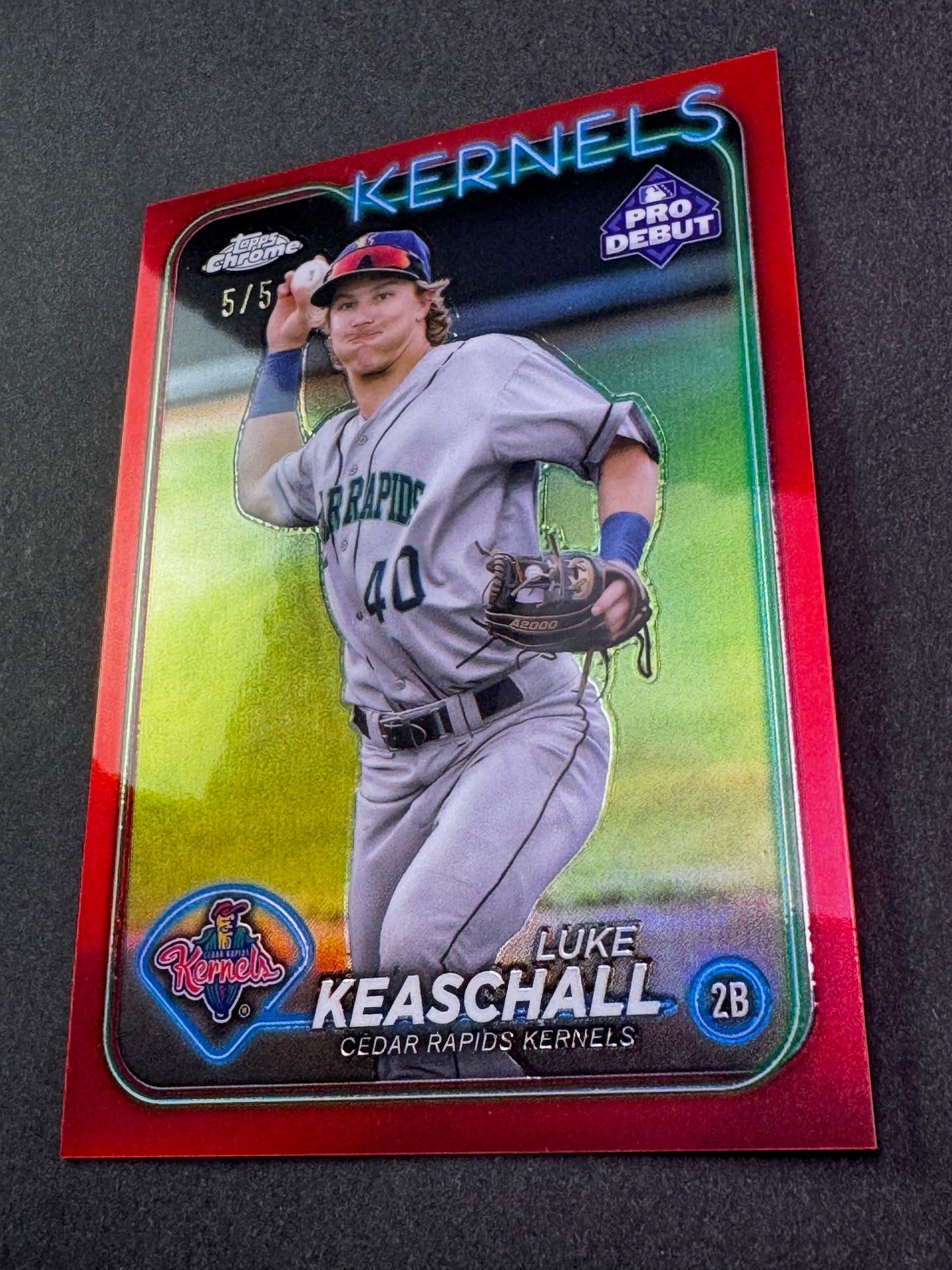 2024 Topps Pro Debut Chrome True Red /5 Luke Keaschall Cedar Rapids Kernels TWINS