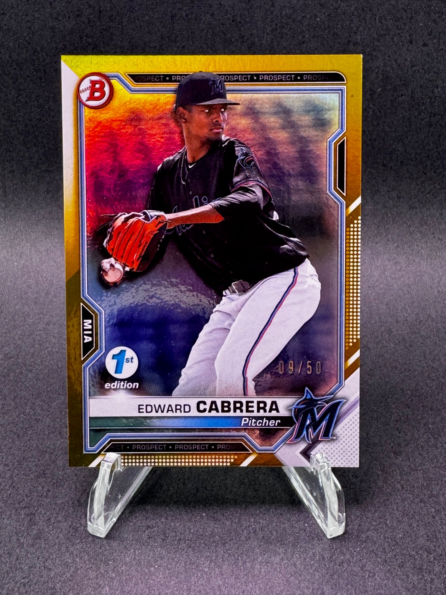 2021 Bowman 1st Edition Prospect Gold /50 Edward Cabrera Miami Marlins