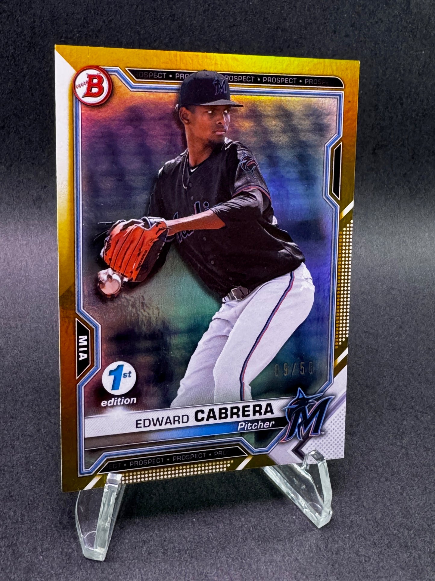 2021 Bowman 1st Edition Prospect Gold /50 Edward Cabrera Miami Marlins