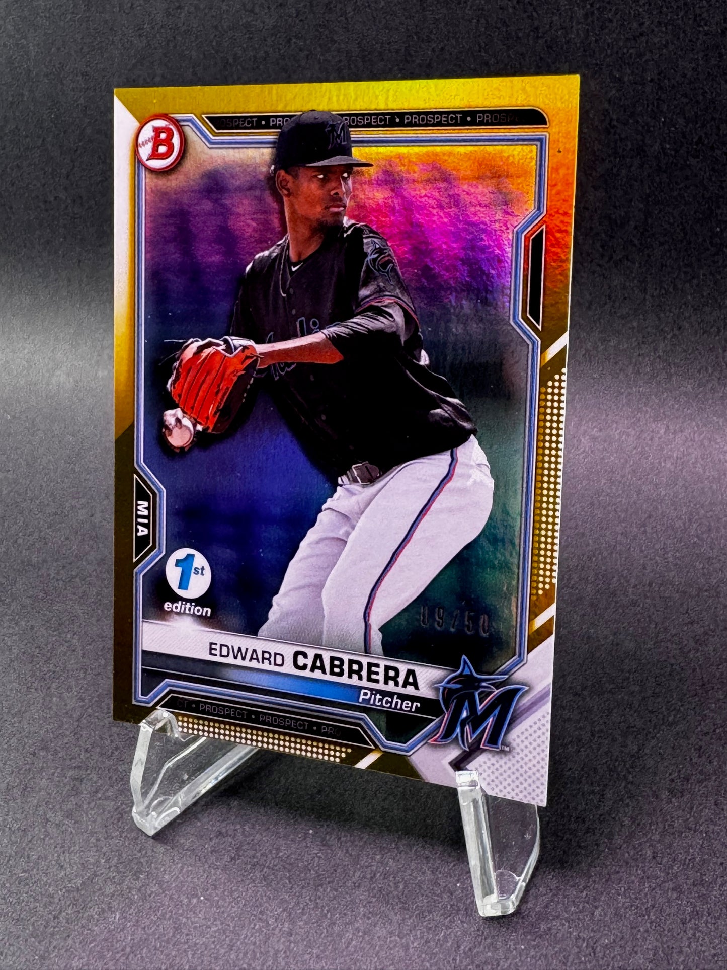 2021 Bowman 1st Edition Prospect Gold /50 Edward Cabrera Miami Marlins