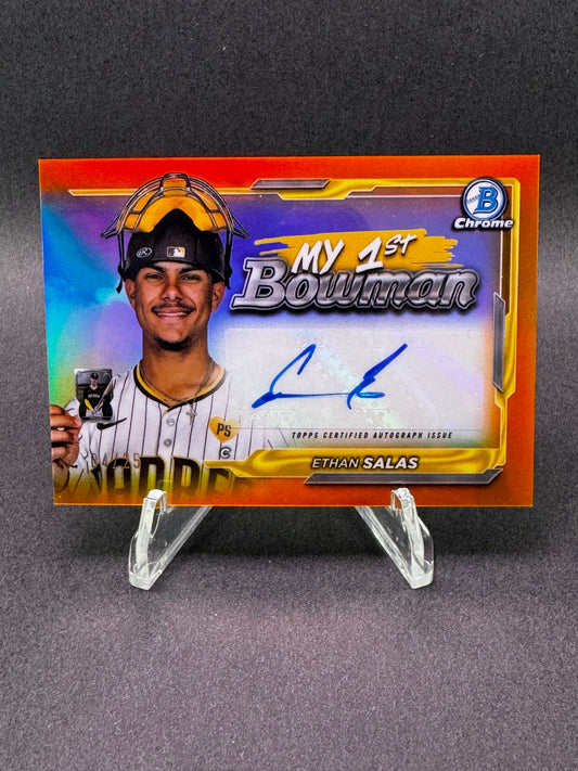 2024 Bowman Chrome My 1st Autograph Issue Orange /25 Ethan Salas San Diego Padres