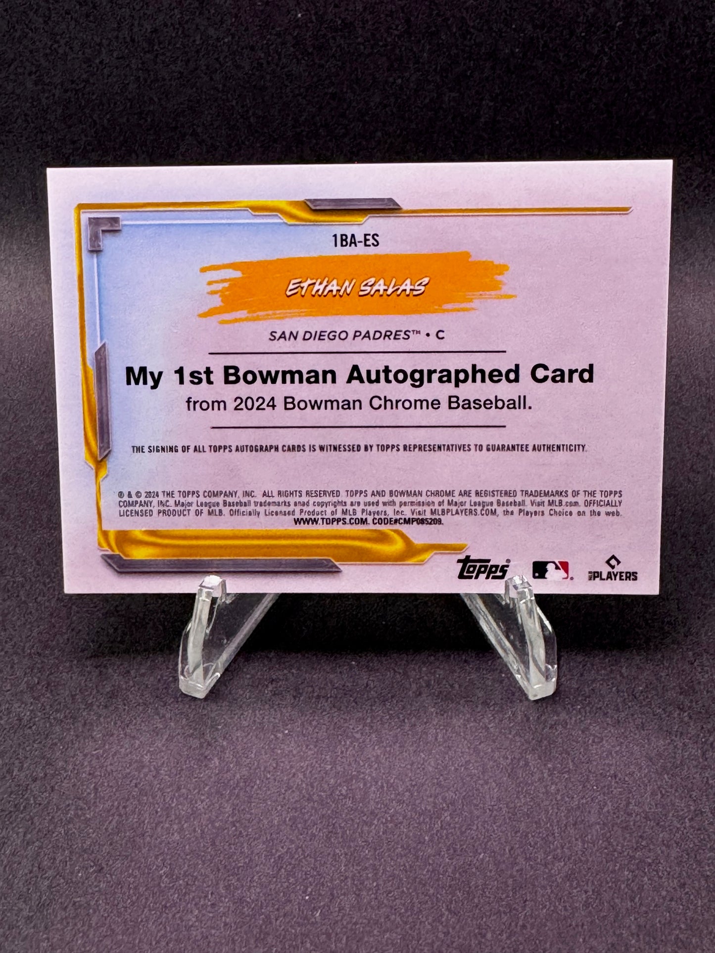2024 Bowman Chrome My 1st Autograph Issue Orange /25 Ethan Salas San Diego Padres