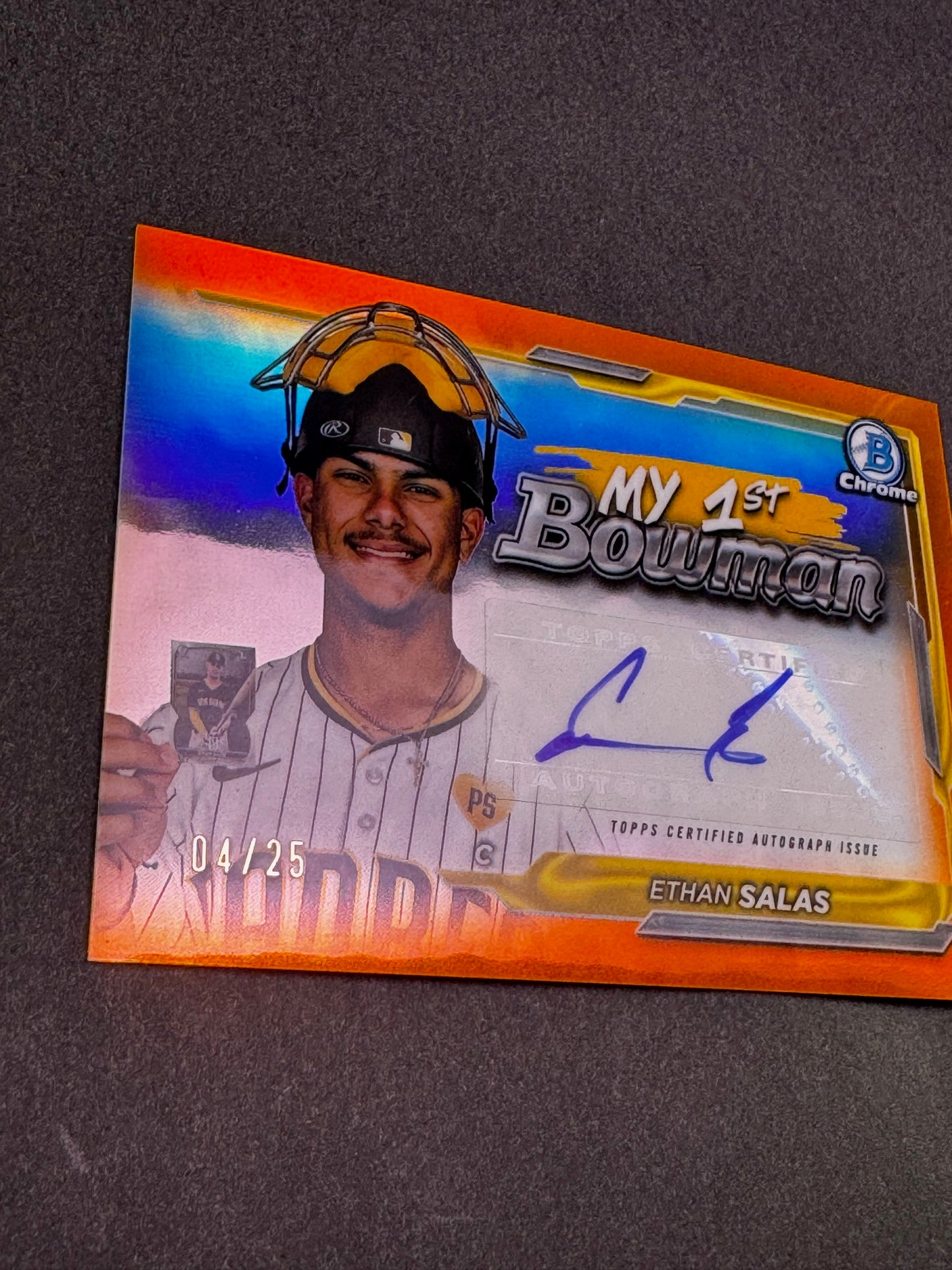 2024 Bowman Chrome My 1st Autograph Issue Orange /25 Ethan Salas San Diego Padres