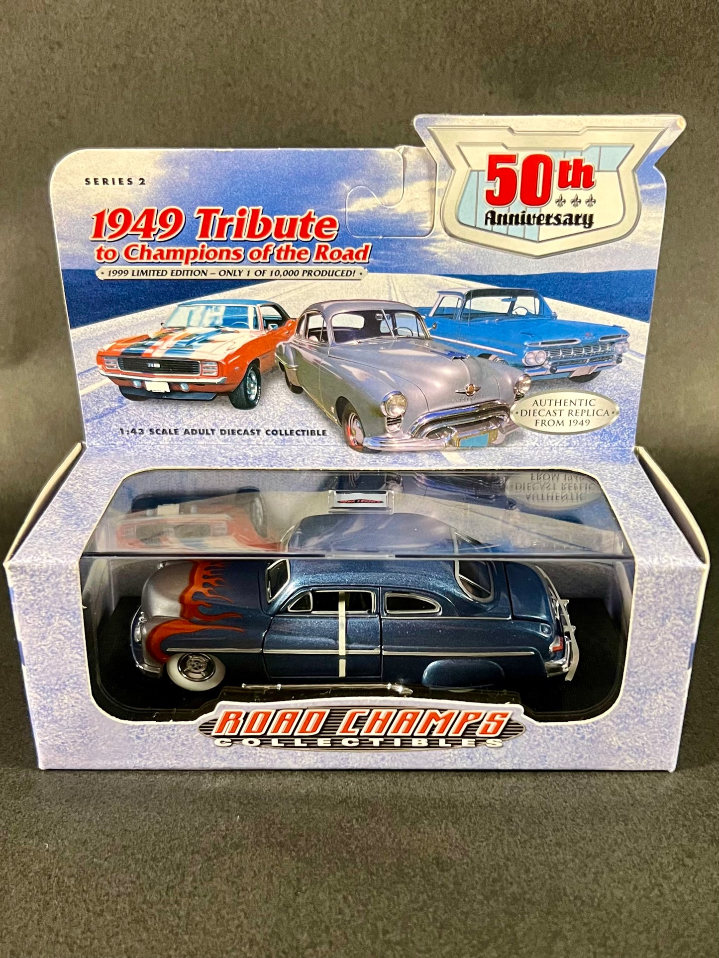 Road Champs 1949 Tribute Series 2 Limited Edition 1949 Mercury HotRod, Blue With Flames