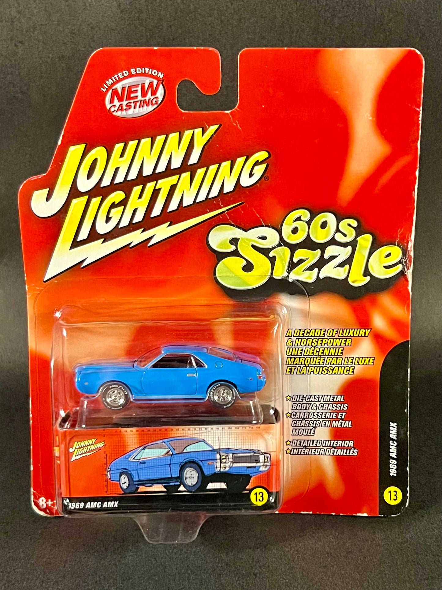 Johnny Lightning 2006 60's Sizzle #13 1969 AMC AMX, Blue