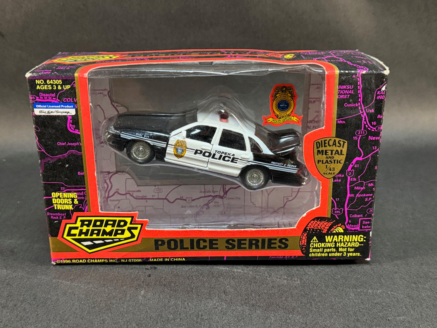 1996 Road Champs Boxed Police Series Topeka Kansas Police, Black and White