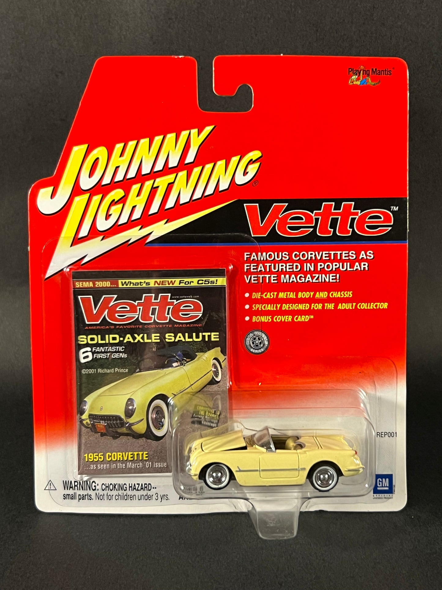 Johnny Lightning 2001 Vette Magazine 1955 Corvette, Yellow