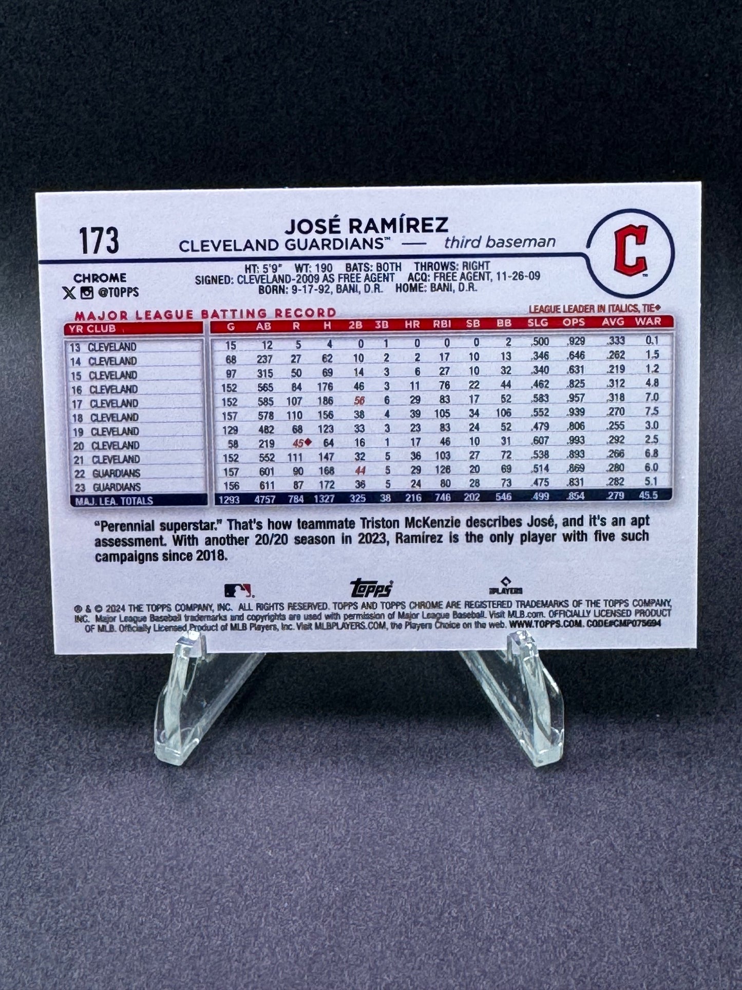 2024 Topps Chrome Gold Wave /50 Jose Ramirez Cleveland Guardians