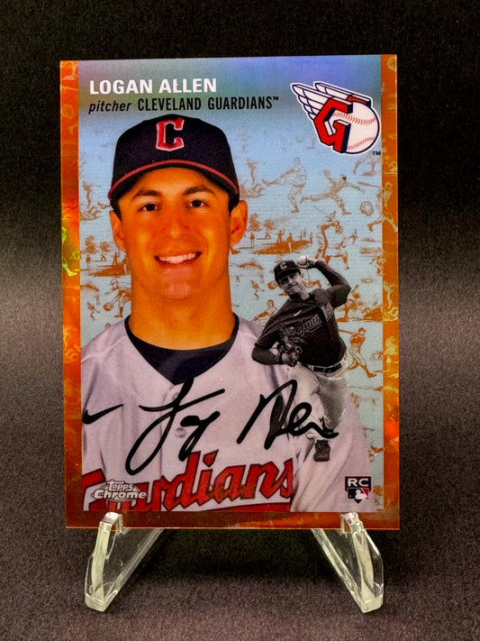 2023 Topps Chrome Platinum Orange Toile /25 Logan Allen Cleveland Guardians Rookie RC