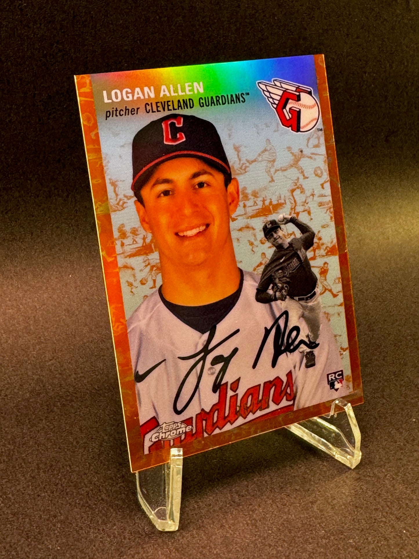 2023 Topps Chrome Platinum Orange Toile /25 Logan Allen Cleveland Guardians Rookie RC