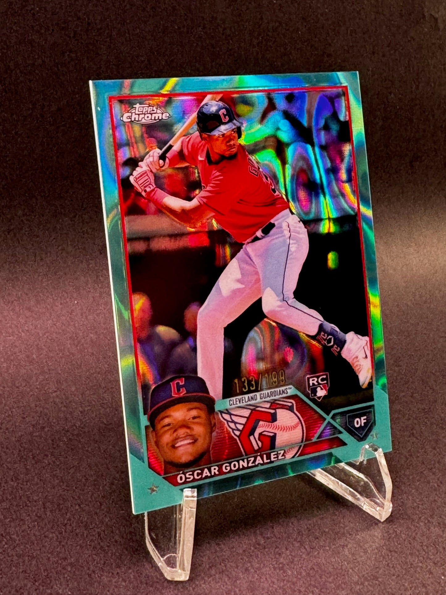 2023 Topps Chrome Aqua Lava /199 Oscar Gonzalez Cleveland Guardians Rookie RC