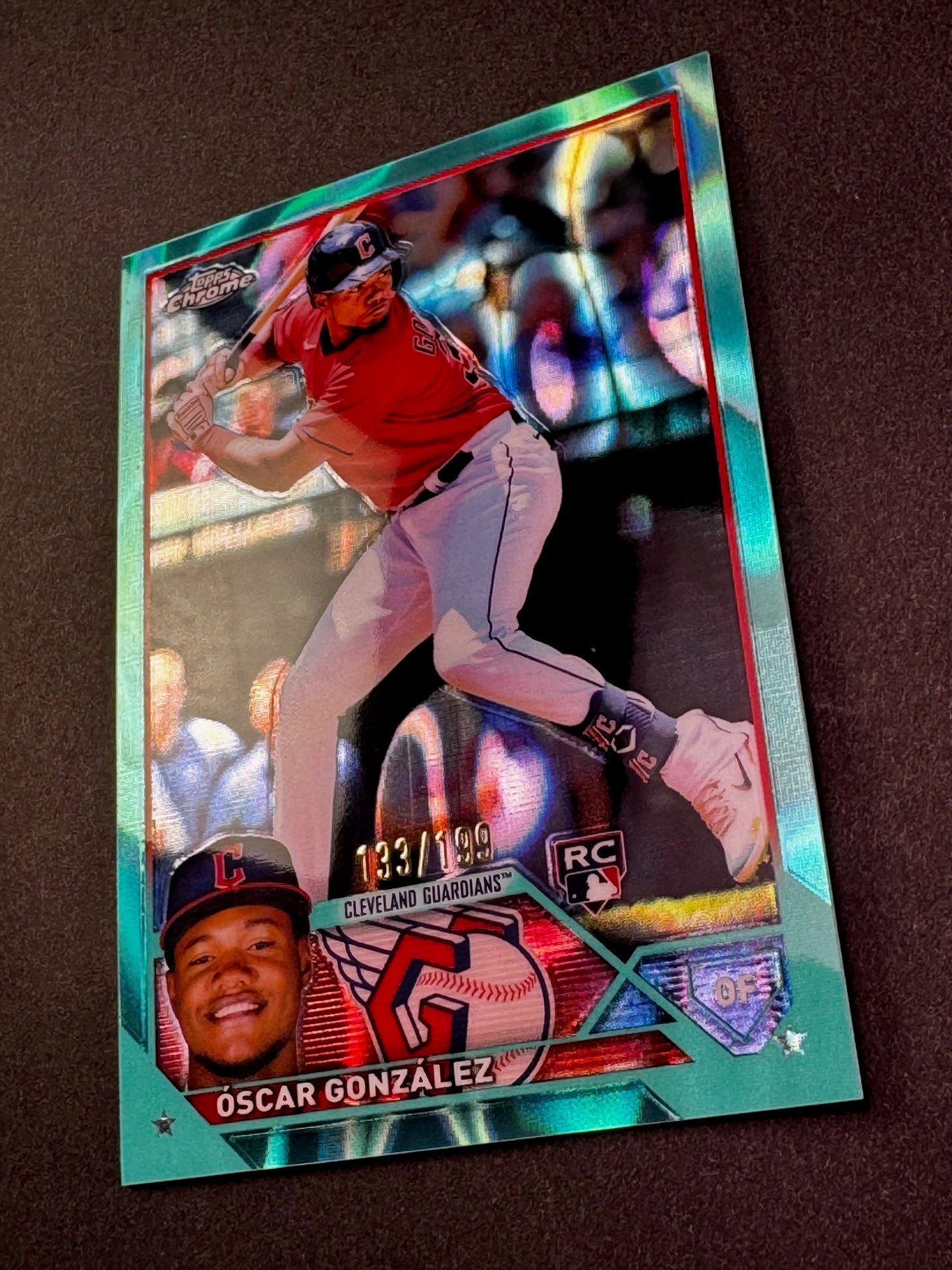 2023 Topps Chrome Aqua Lava /199 Oscar Gonzalez Cleveland Guardians Rookie RC