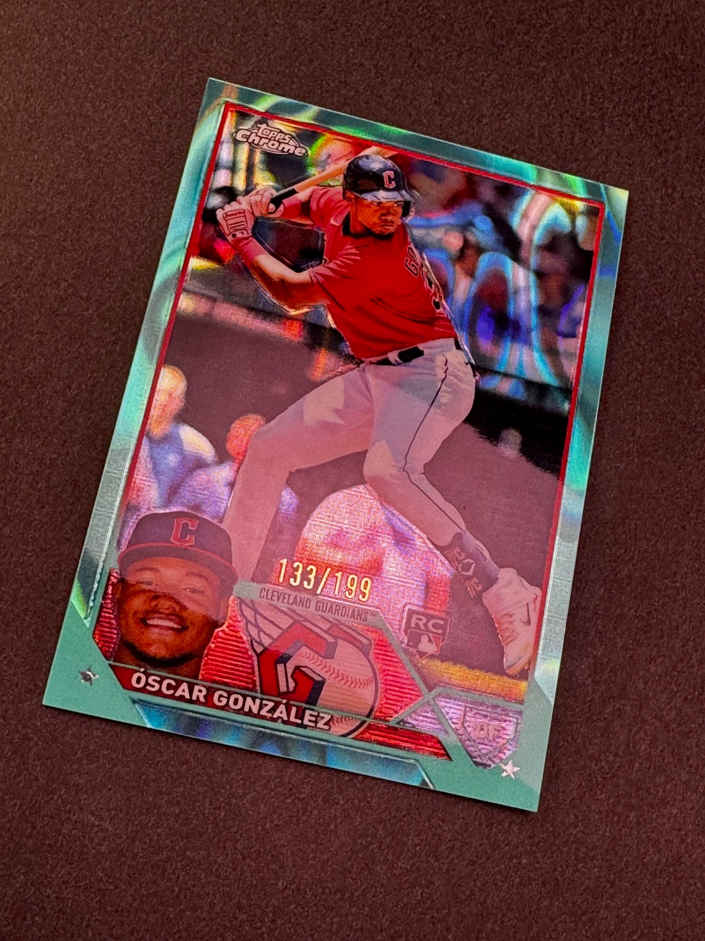 2023 Topps Chrome Aqua Lava /199 Oscar Gonzalez Cleveland Guardians Rookie RC