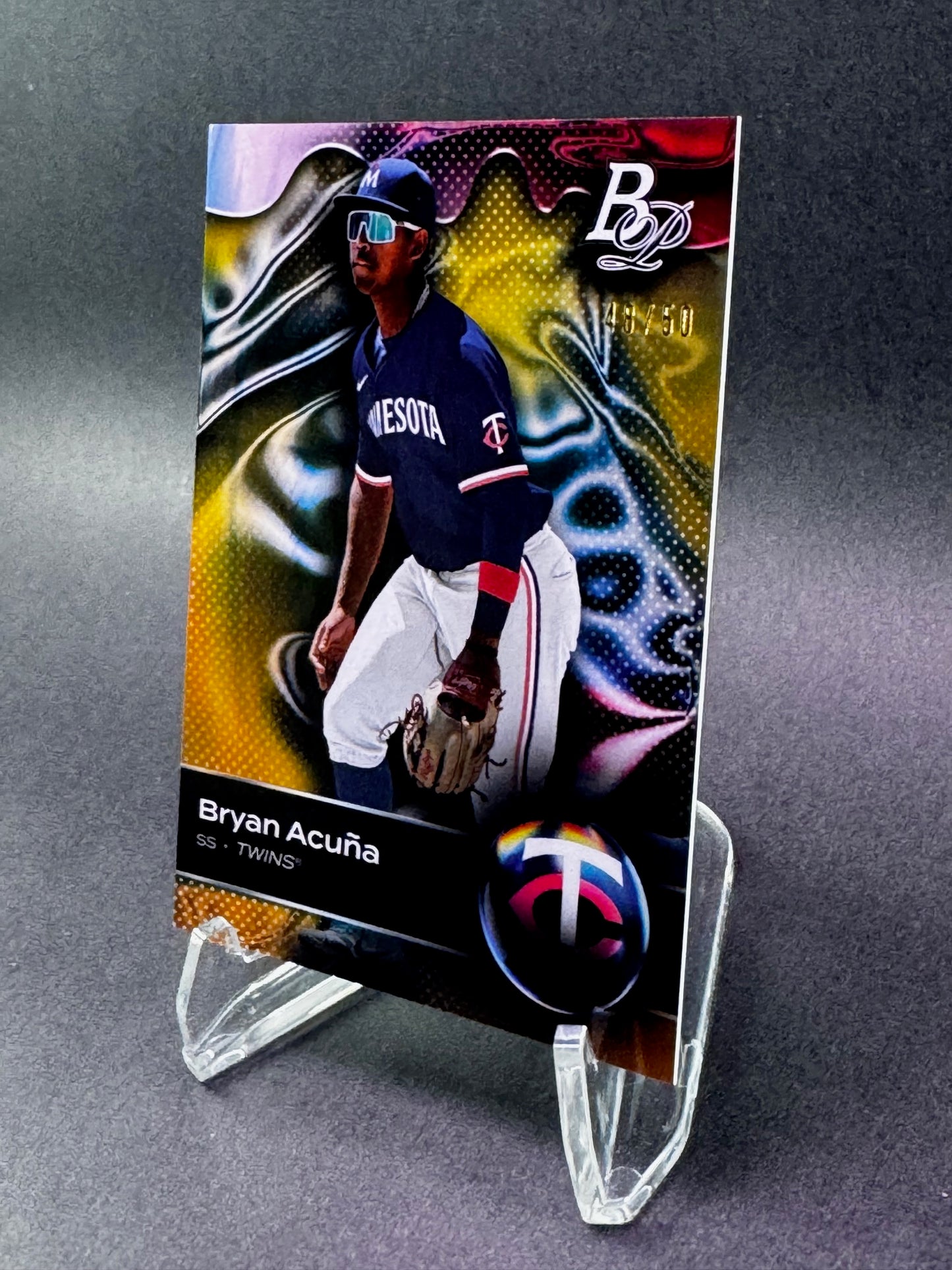 2023 Bowman Platinum #TOP-86 Gold Foil SP /50 Bryan Acuna Minnesota Twins