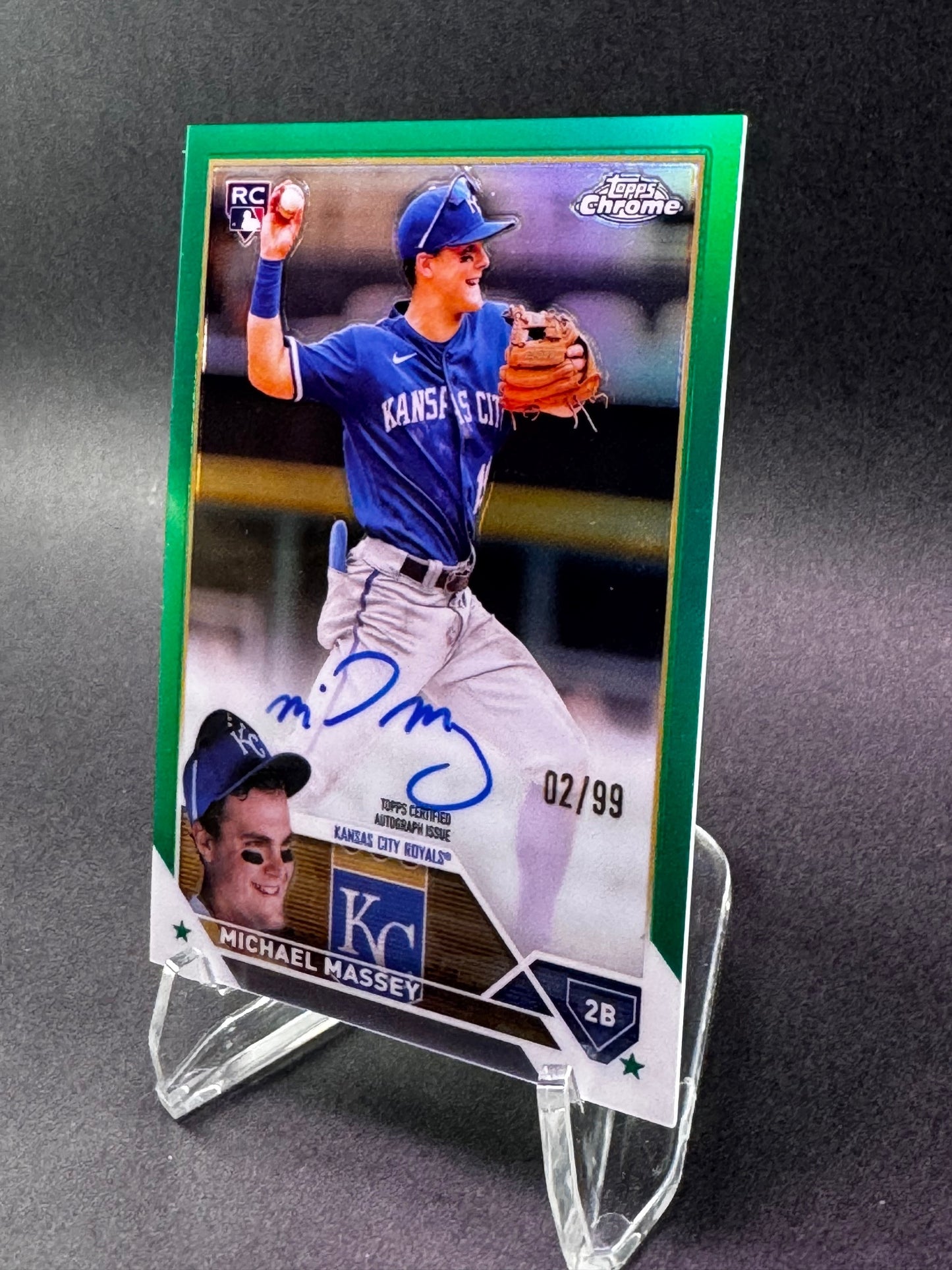 2023 Topps Chrome #RA-MM Green /99 Michael Massey Autograph Rookie RC Kansas City Royals