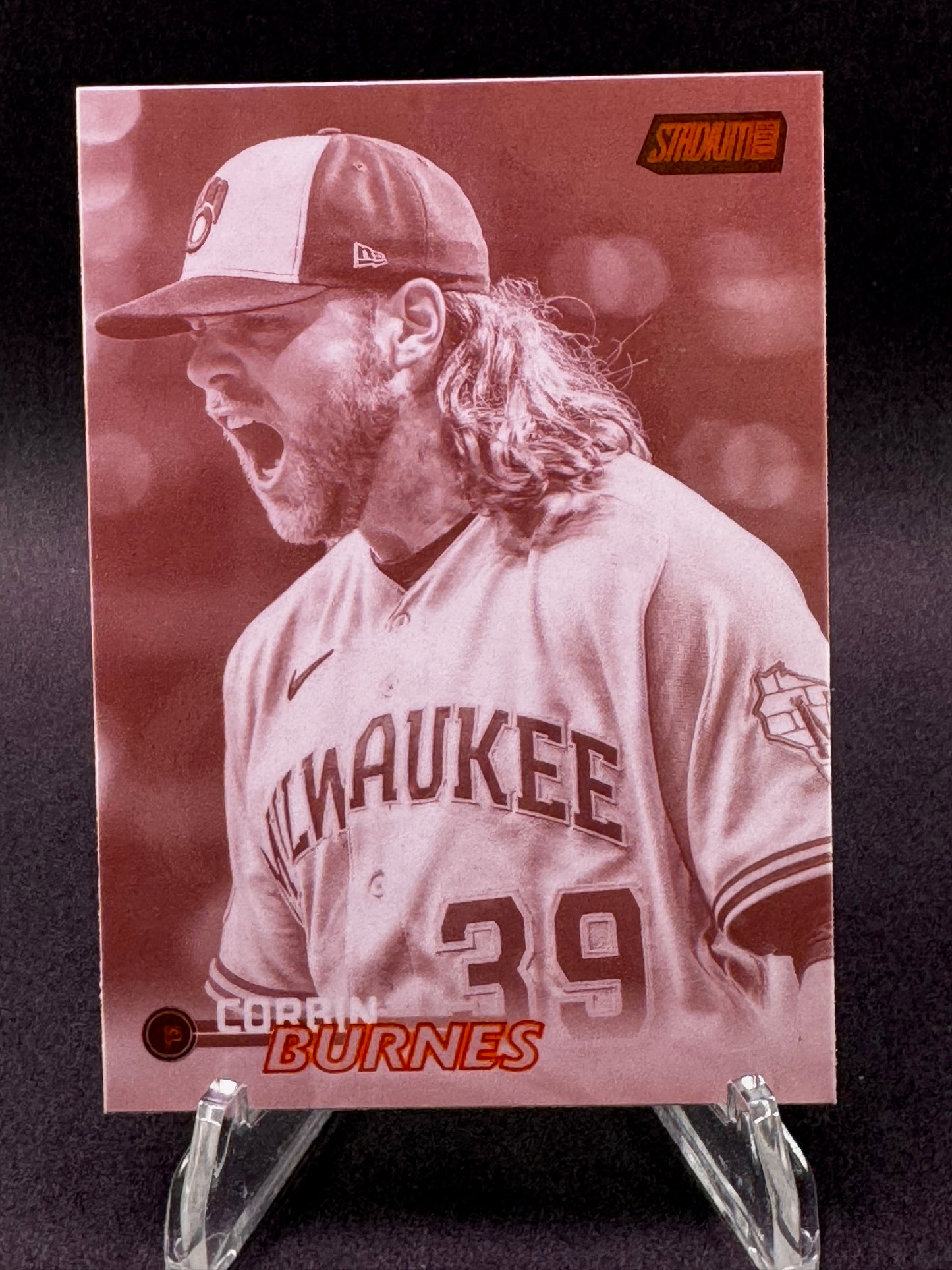 2023 Topps Stadium Club Orange Sepia 120 Corbin Burnes Milwaukee Brewers