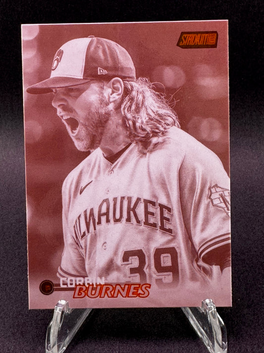 2023 Topps Stadium Club Orange Sepia 120 Corbin Burnes Milwaukee Brewers