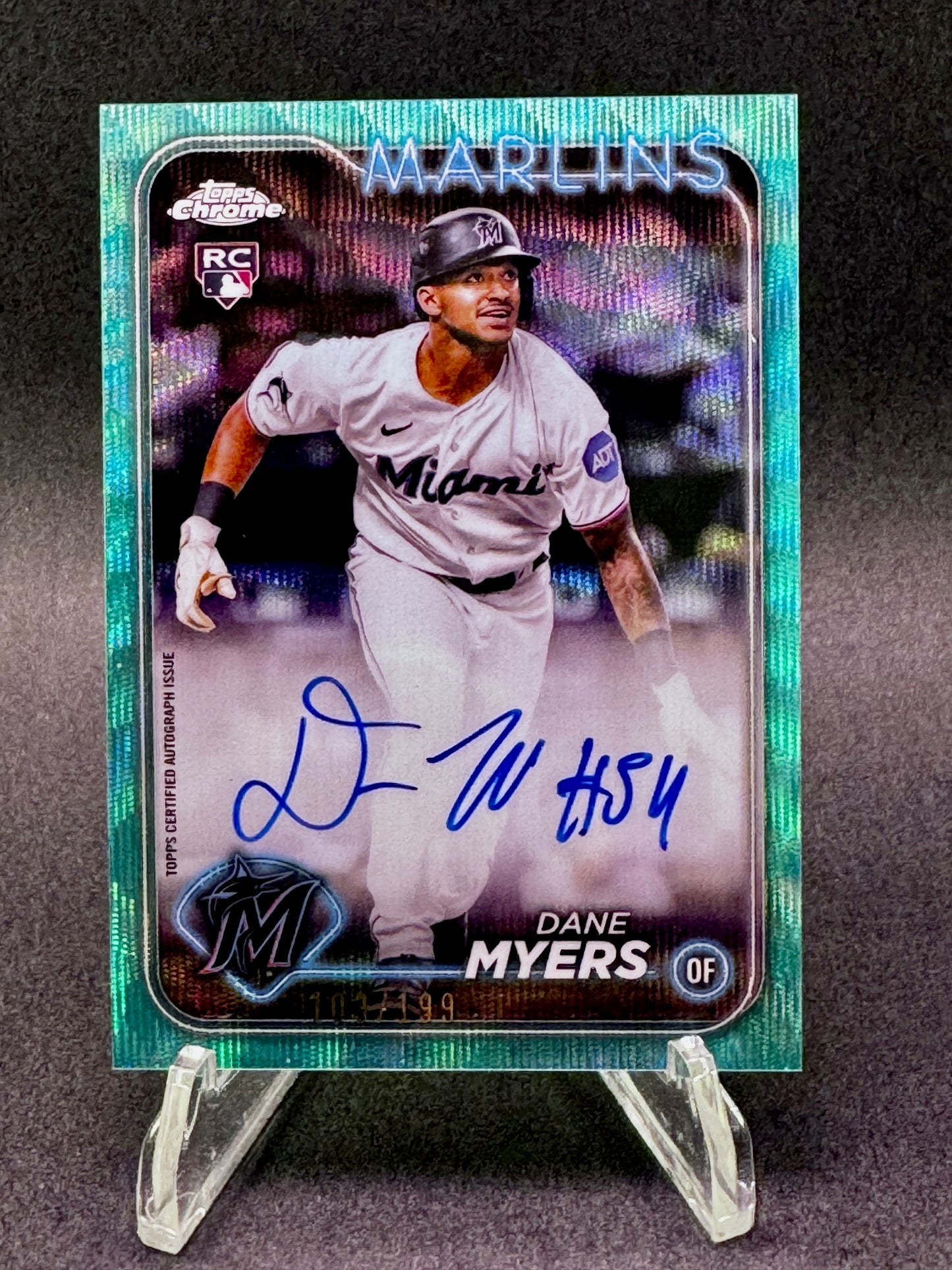 2024 Topps Chrome Aqua Wave /199 Dane Myers Rookie RC Autograph Miami Marlins