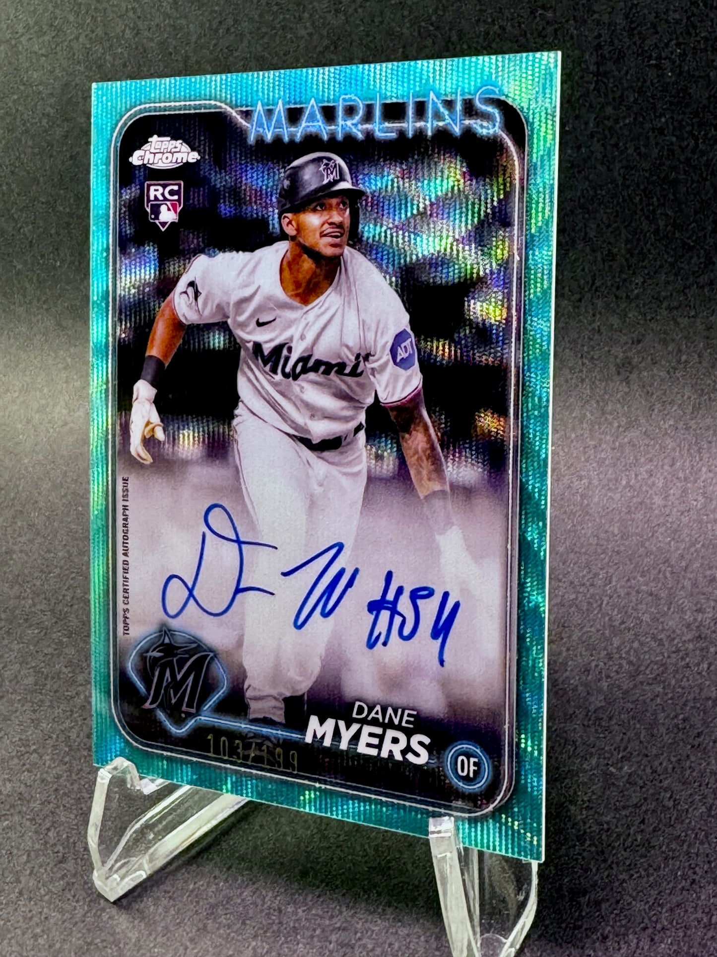 2024 Topps Chrome Aqua Wave /199 Dane Myers Rookie RC Autograph Miami Marlins