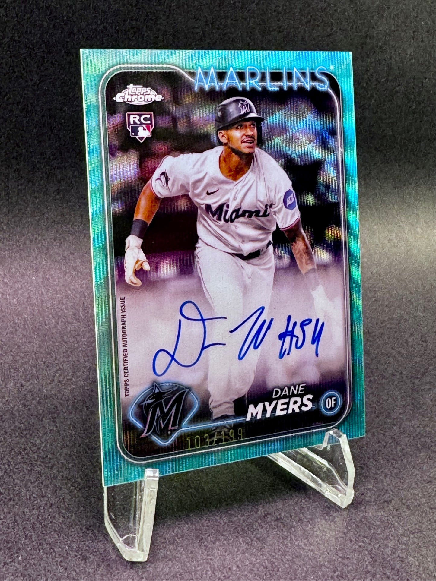 2024 Topps Chrome Aqua Wave /199 Dane Myers Rookie RC Autograph Miami Marlins