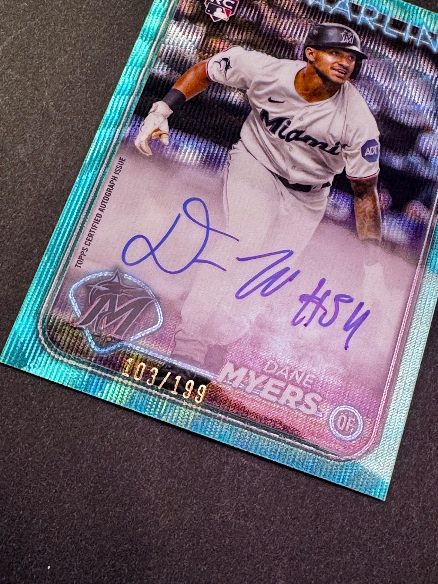 2024 Topps Chrome Aqua Wave /199 Dane Myers Rookie RC Autograph Miami Marlins
