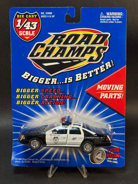 1999 Road Champs 1:43 Police Cruiser, Black and White