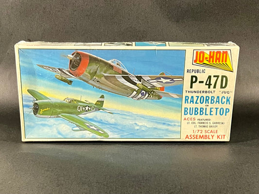 Jo-Han Model Kit A-102 1:72 Scale Republic P-47D Thunderbolt "Jug" Razorback or Bottletop