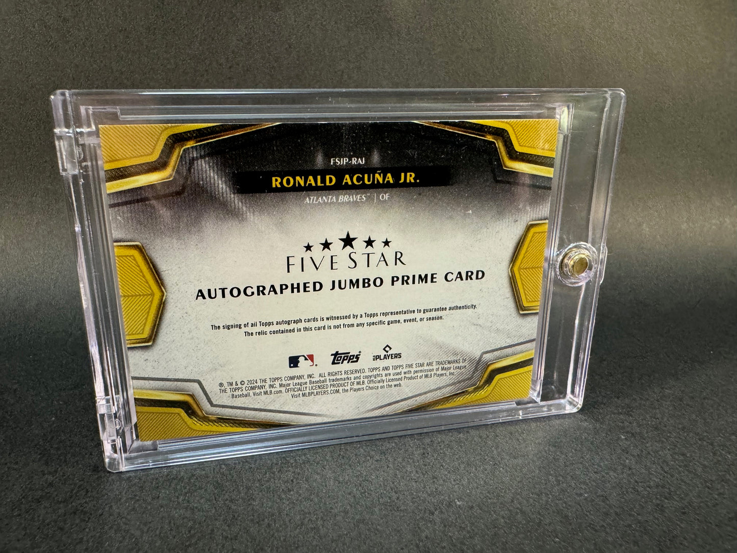 2024 Topps Five Star Jumbo Patch Autograph 5/5 Ronald Acuna Jr. Braves