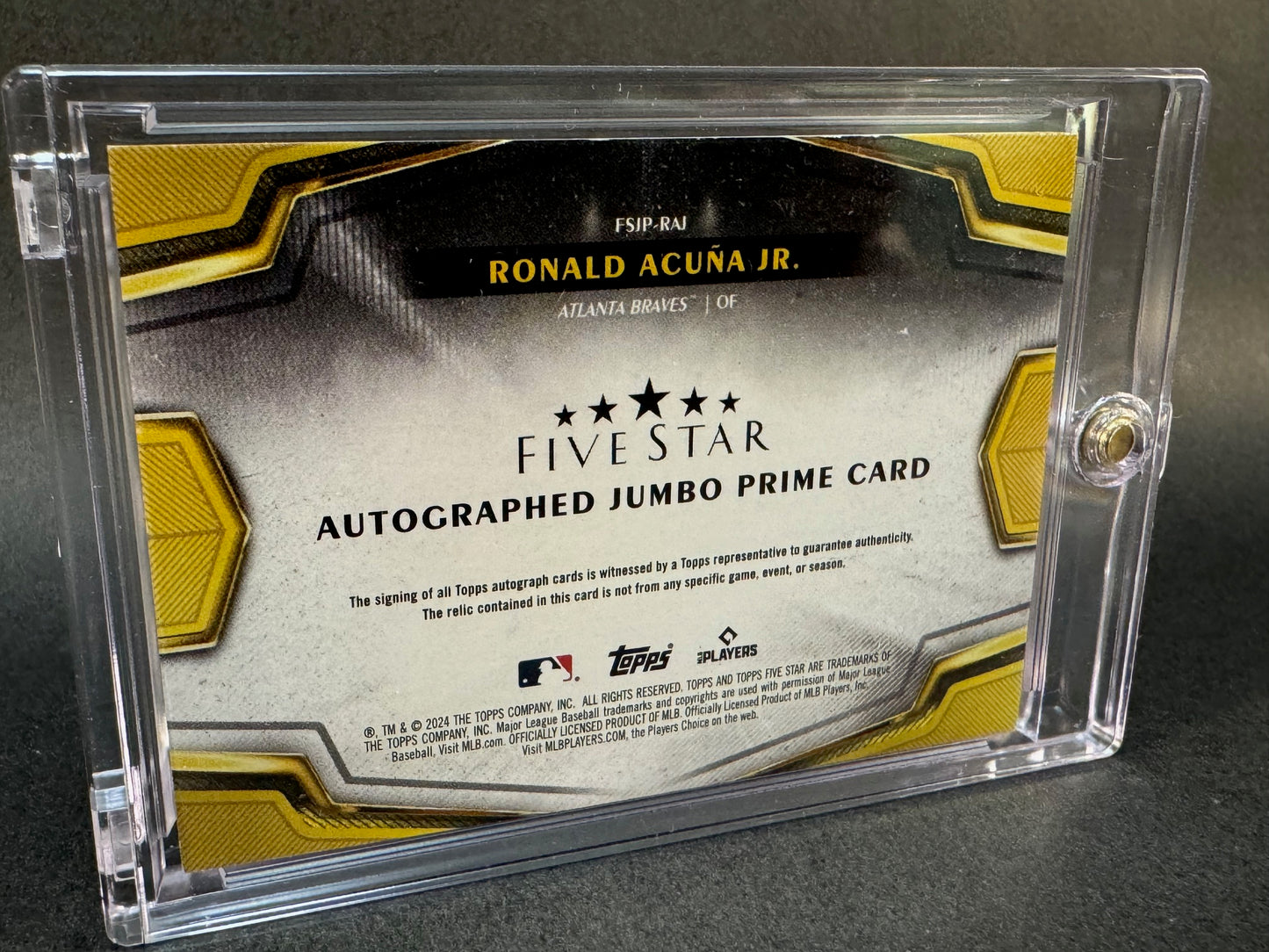 2024 Topps Five Star Jumbo Patch Autograph 5/5 Ronald Acuna Jr. Braves