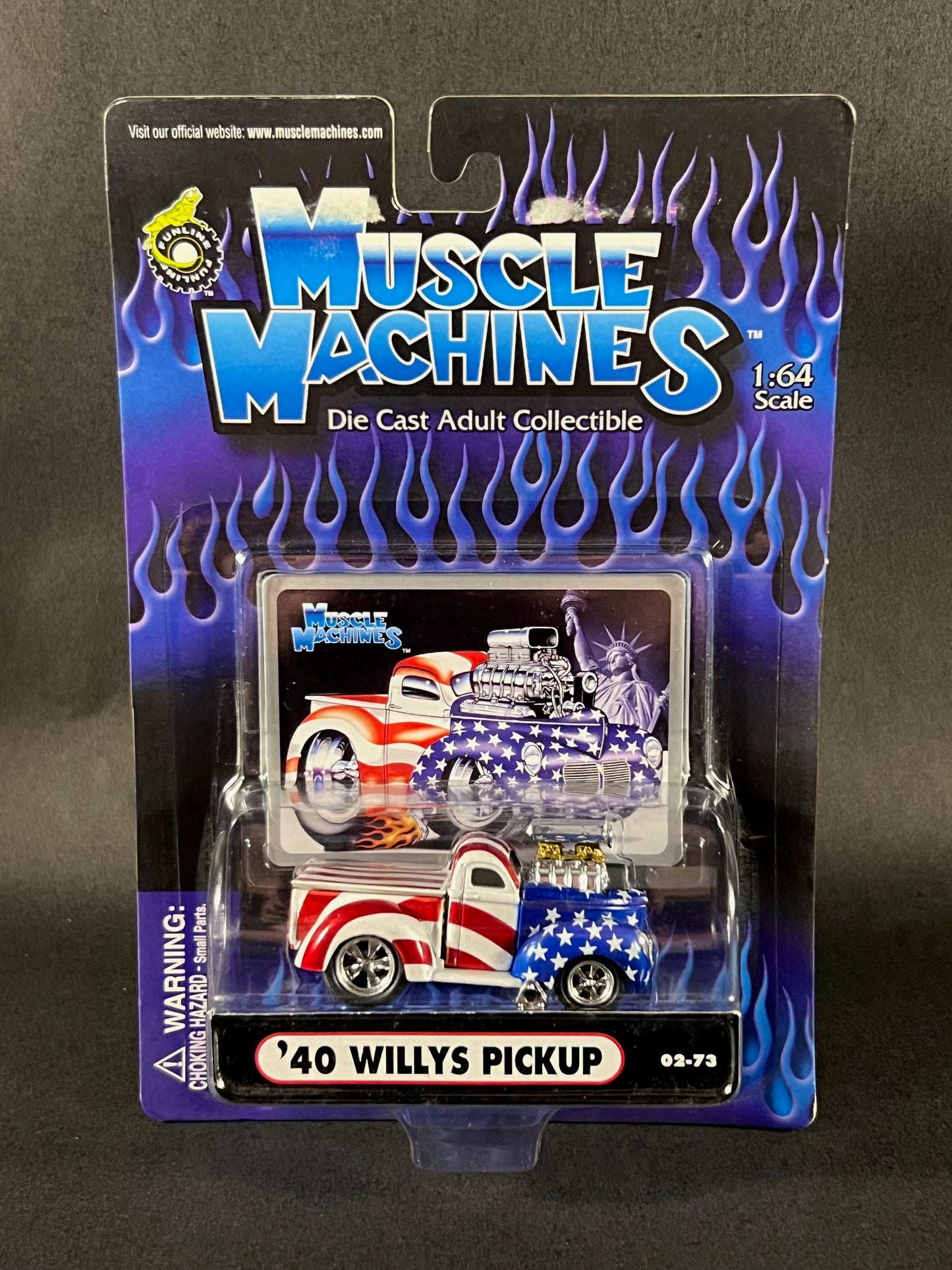 Muscle Machines 2002 Series 2 02-73 '40 Willys Pickup, Red White & Blue