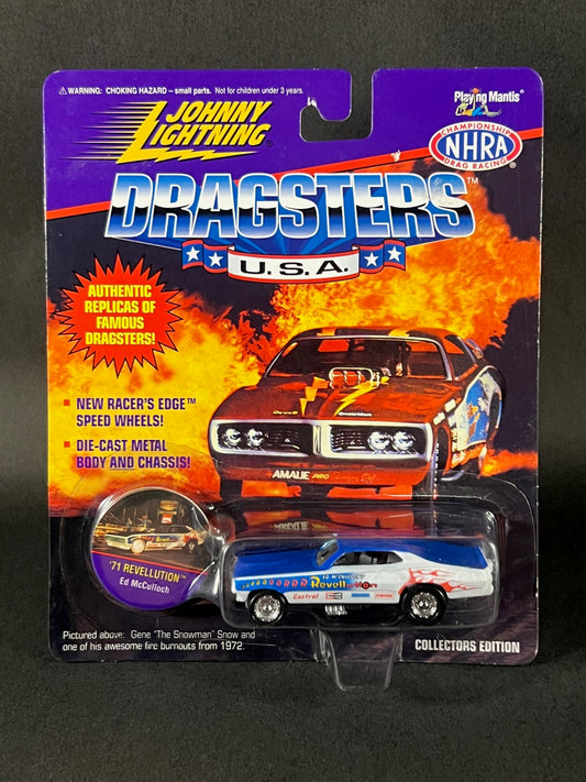 Johnny Lightning 1996 Dragsters USA Collectors Edition '71 Revellution, White and Blue