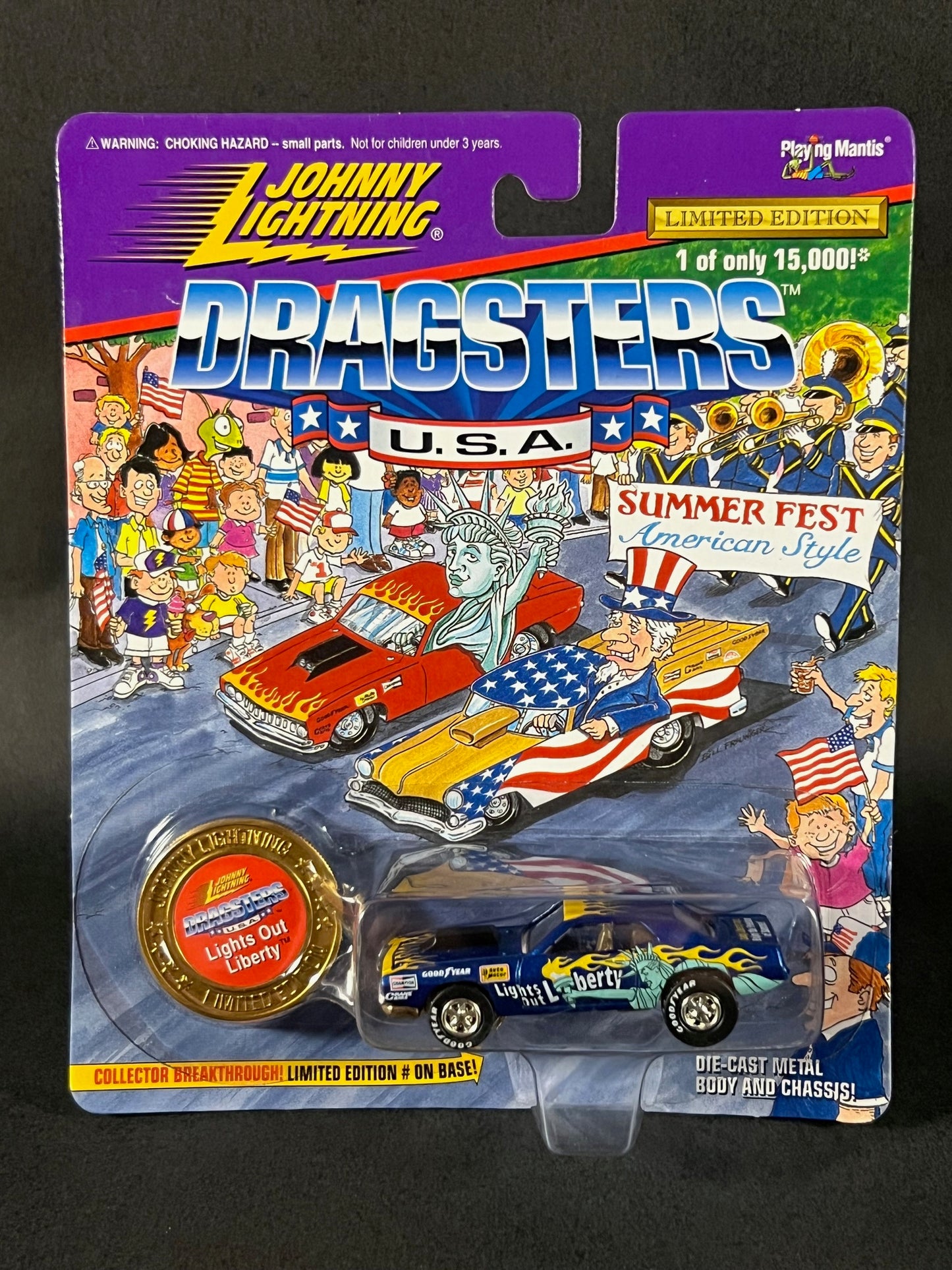 Johnny Lightning 1997 Dragsters USA Summer Fest Lights Out Liberty, Blue