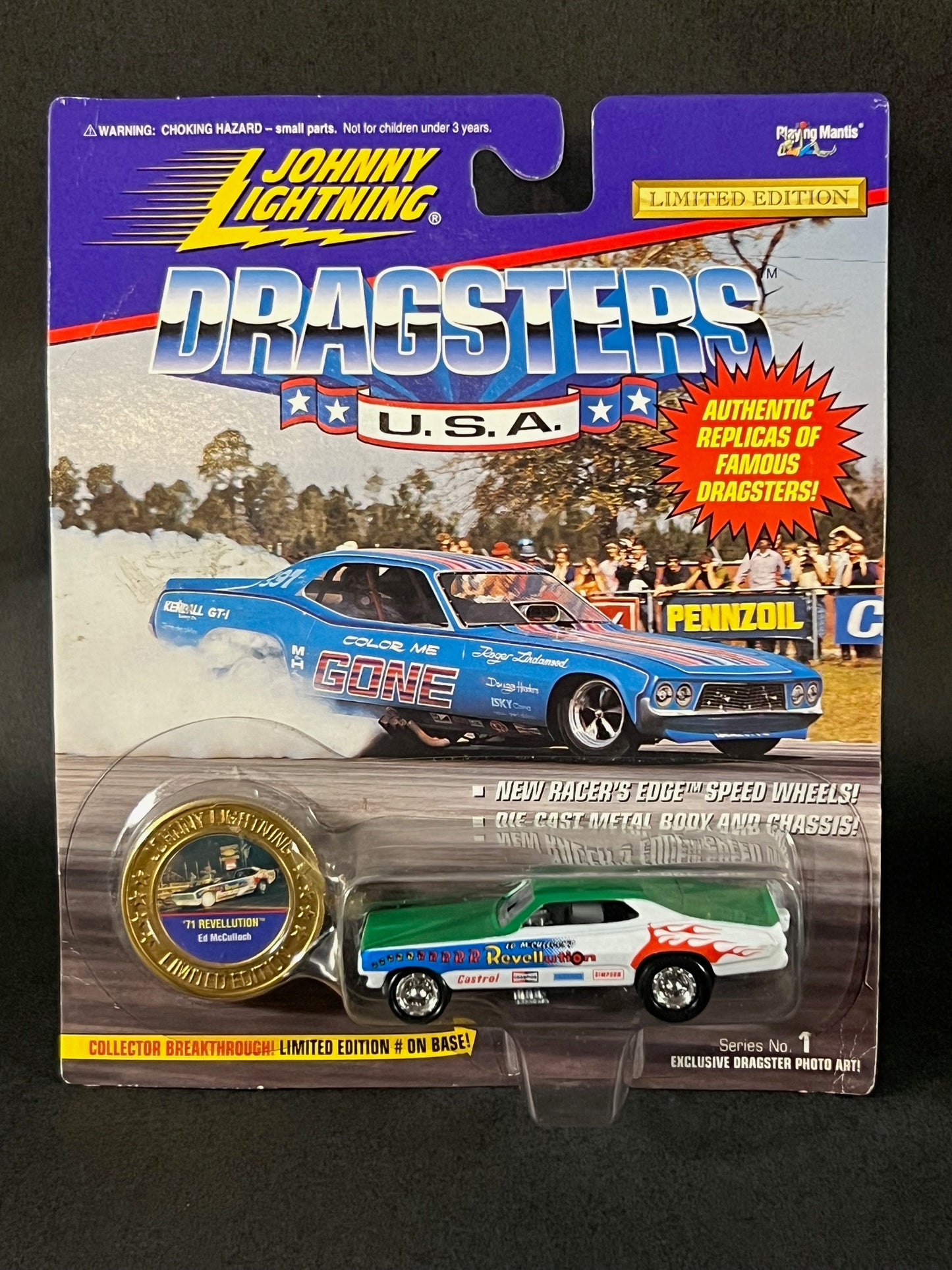 Johnny Lightning 1995 Dragsters USA Series 1 '71 Revellution, White and Green