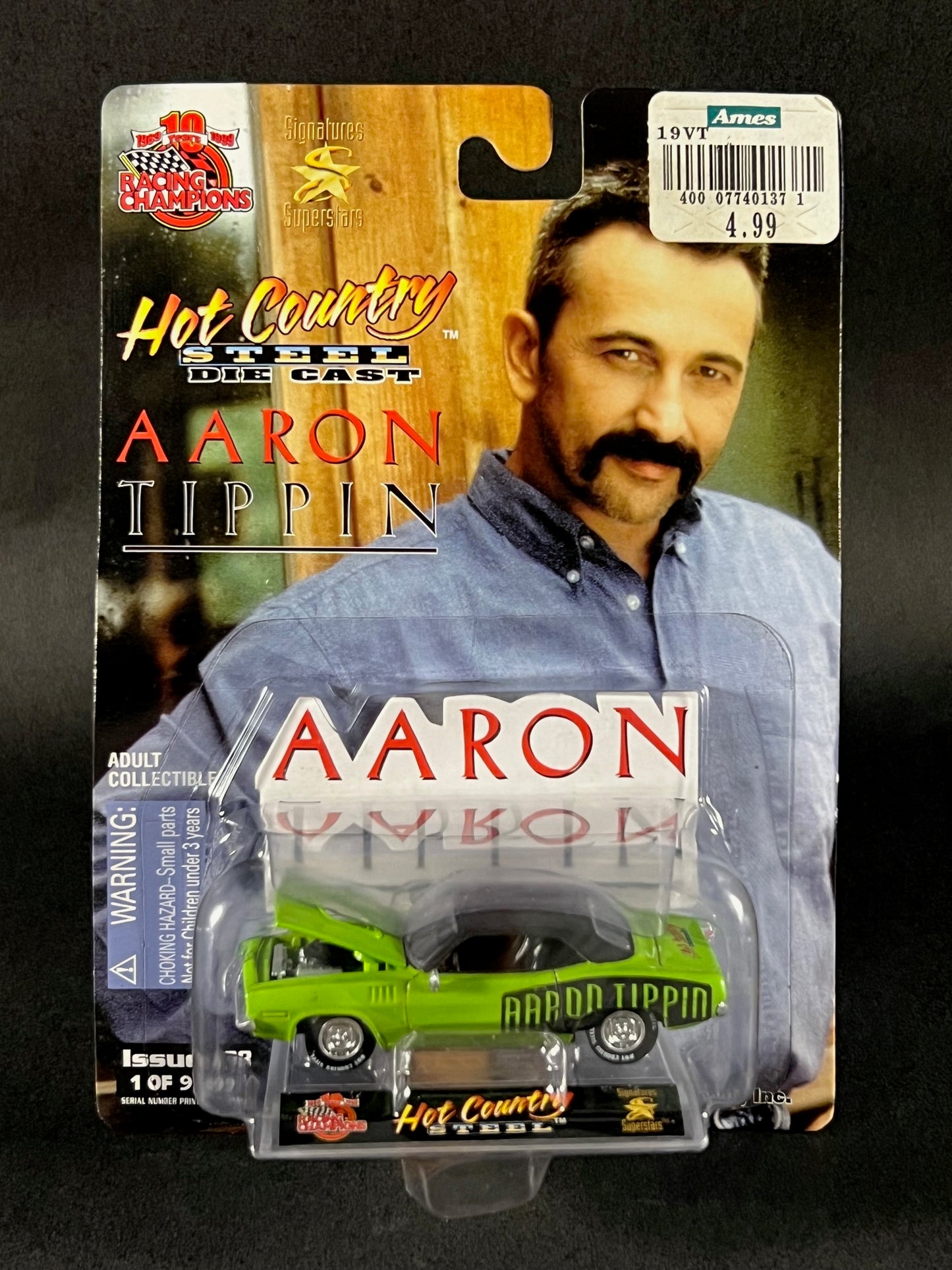 1999 Racing Champions Hot Country Steel Issue #38 Aaron Tippin, Green and Black